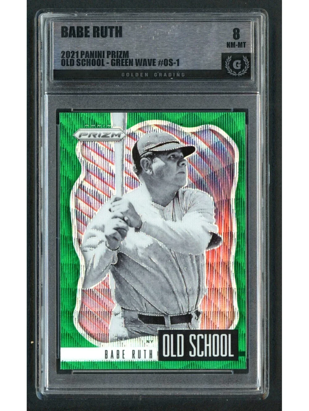 2021 Panini Prizm #OS-1 Babe Ruth Old School Green Wave Prizm Graded 8 Nm-Mt.